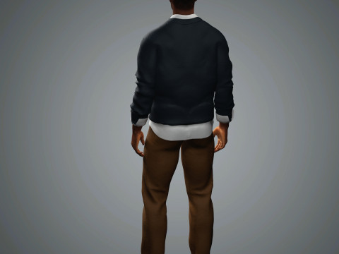 Cartoon Black Male Character Ready for Game and Animation 3D 模型