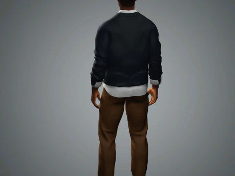 Cartoon Black Male Character Ready for Game and Animation 3D Model