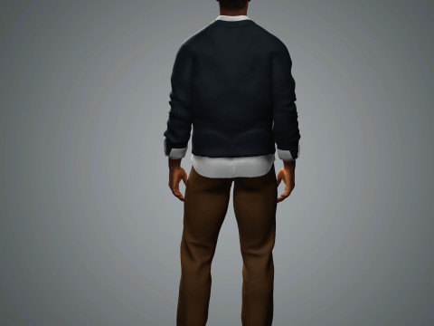 Cartoon Black Male Character Ready for Game and Animation 3D 模型