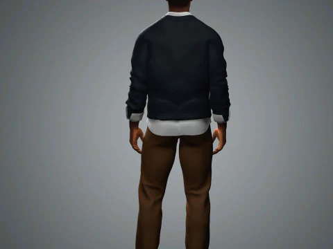 Cartoon Black Male Character Ready for Game and Animation 3D Model