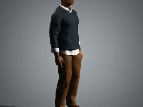 Cartoon Black Male Character Ready for Game and Animation 3D 模型