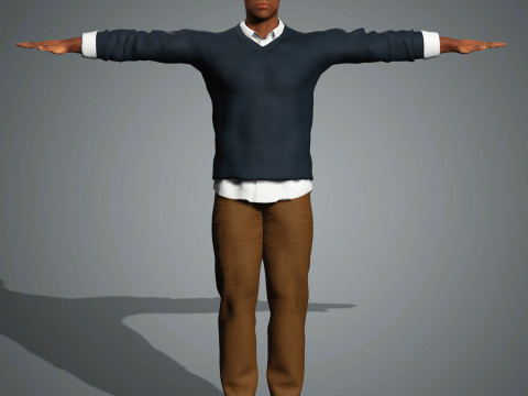 Cartoon Black Male Character Ready for Game and Animation 3D 模型