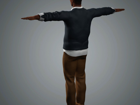 Cartoon Black Male Character Ready for Game and Animation 3D 模型