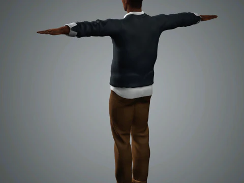 Cartoon Black Male Character Ready for Game and Animation 3D Model