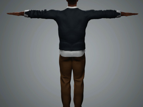Cartoon Black Male Character Ready for Game and Animation 3D 模型