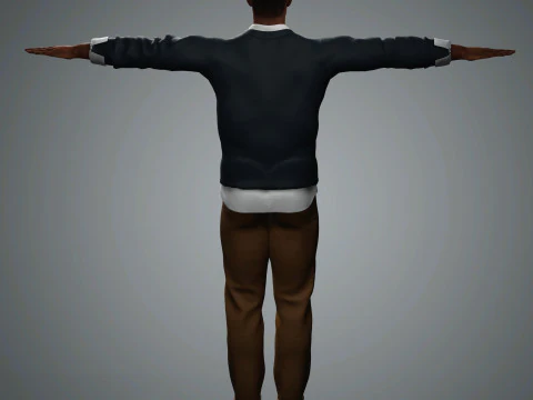 Cartoon Black Male Character Ready for Game and Animation 3D Model