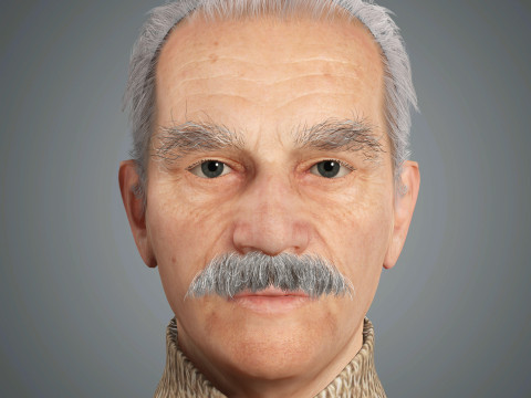 Cartoon Old Male Character Ready for Game and Animation 3D Model