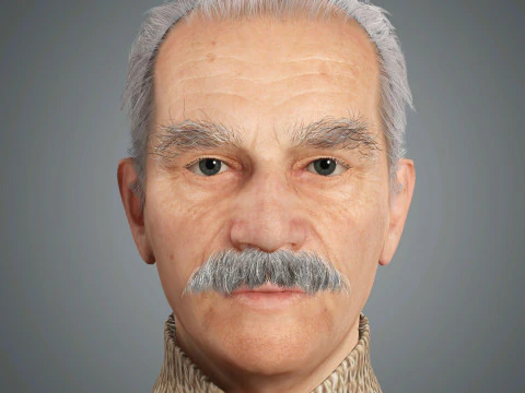 Cartoon Old Male Character Ready for Game and Animation 3D Model