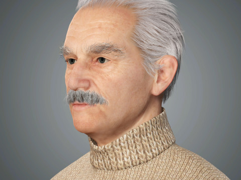 Cartoon Old Male Character Ready for Game and Animation 3D Model