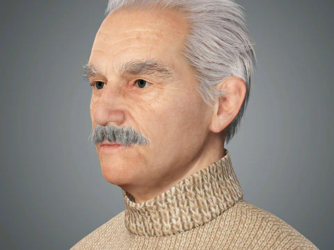 Cartoon Old Male Character Ready for Game and Animation 3D Model