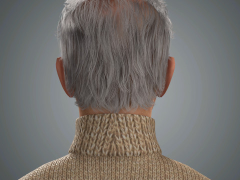 Cartoon Old Male Character Ready for Game and Animation 3D Model