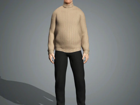 Cartoon Old Male Character Ready for Game and Animation 3D Model