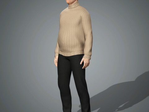 Cartoon Old Male Character Ready for Game and Animation 3D Model