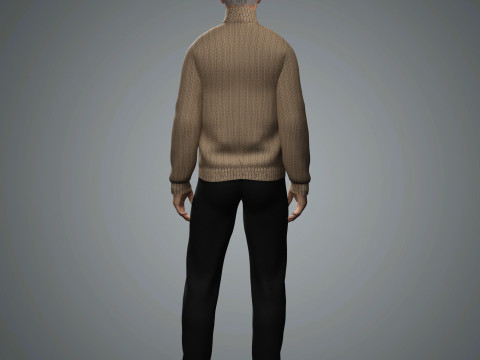 Cartoon Old Male Character Ready for Game and Animation 3D Model