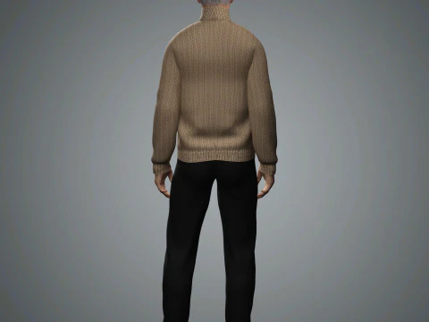 Cartoon Old Male Character Ready for Game and Animation 3D Model