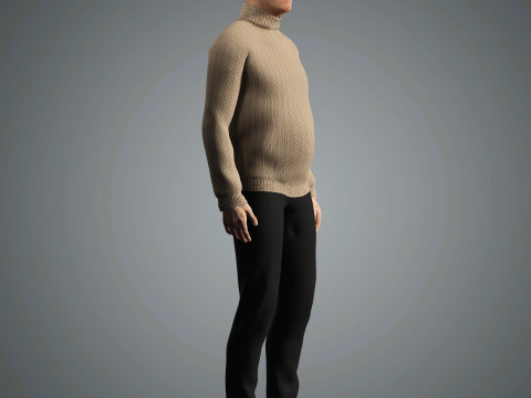 Cartoon Old Male Character Ready for Game and Animation 3D Model