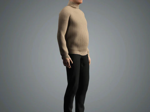 Cartoon Old Male Character Ready for Game and Animation 3D Model