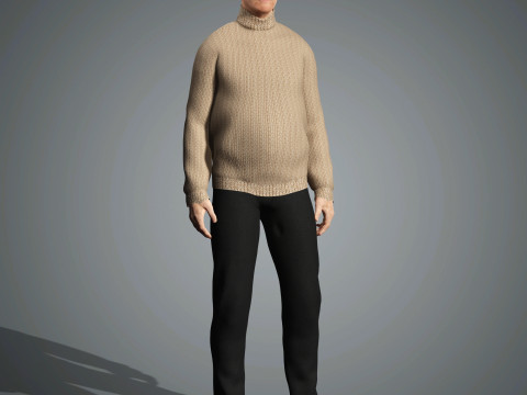 Cartoon Old Male Character Ready for Game and Animation 3D Model