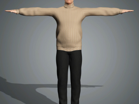 Cartoon Old Male Character Ready for Game and Animation 3D Model