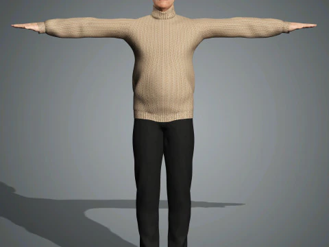 Cartoon Old Male Character Ready for Game and Animation 3D Model
