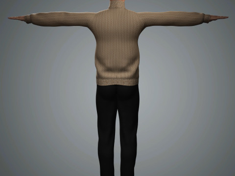 Cartoon Old Male Character Ready for Game and Animation 3D Model