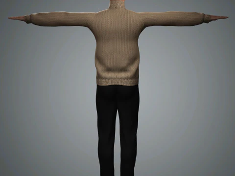 Cartoon Old Male Character Ready for Game and Animation 3D Model