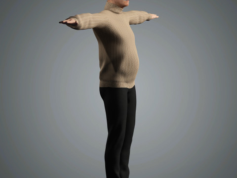Cartoon Old Male Character Ready for Game and Animation 3D Model