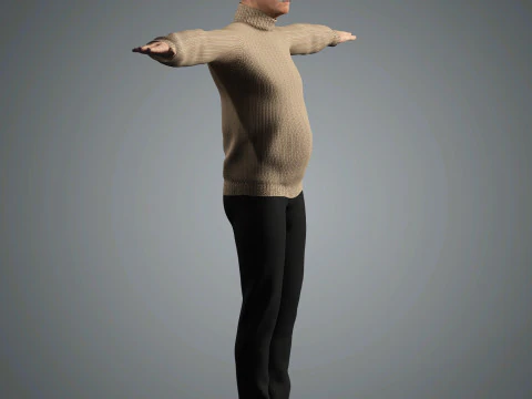 Cartoon Old Male Character Ready for Game and Animation 3D Model