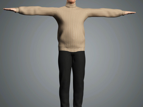 Cartoon Old Male Character Ready for Game and Animation 3D Model