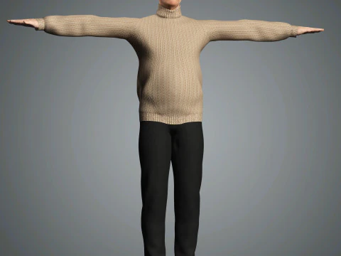 Cartoon Old Male Character Ready for Game and Animation 3D Model