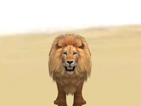 Лев-самец готов к игре и анимации 3D Модель