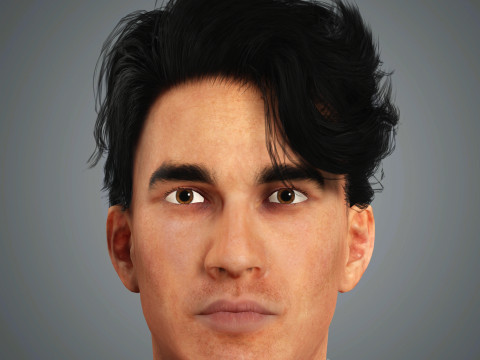 Cartoon Man with Tattoo Character Ready for Game and Animation 3Dモデル