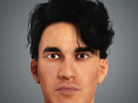 Cartoon Man with Tattoo Character Ready for Game and Animation 3D Model