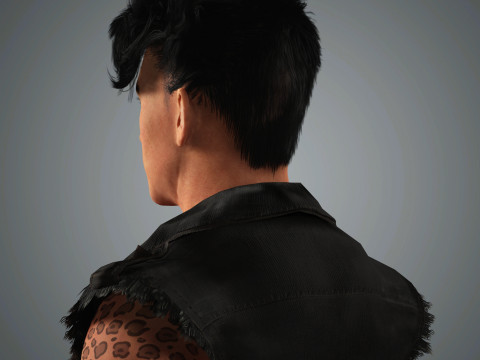 Cartoon Man with Tattoo Character Ready for Game and Animation 3D Model