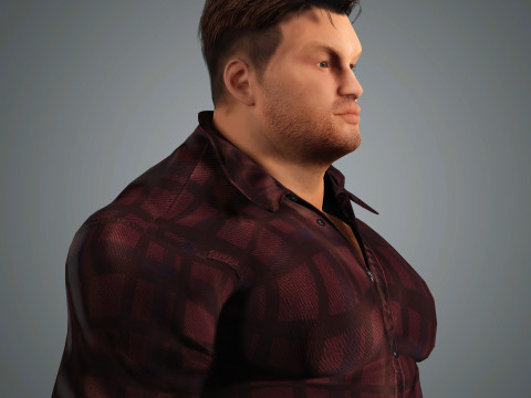 Overweight Man Character Ready for Game and Animation 3D Model