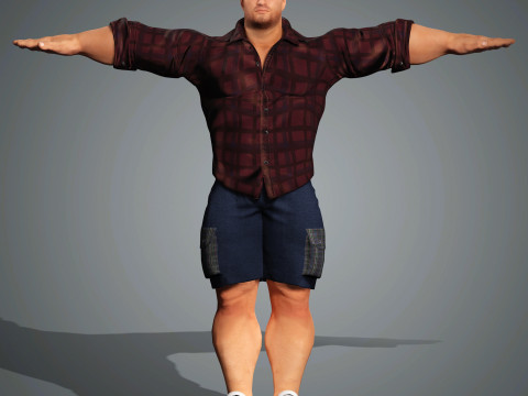 Overweight Man Character Ready for Game and Animation 3D Model