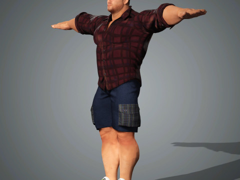 Overweight Man Character Ready for Game and Animation 3D Model