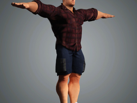 Overweight Man Character Ready for Game and Animation 3D Model