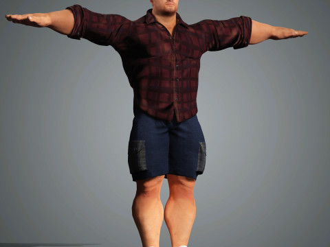 Overweight Man Character Ready for Game and Animation 3D Model