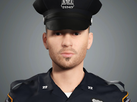 Male Police Officer Character Ready for Game and Animation Model 3D