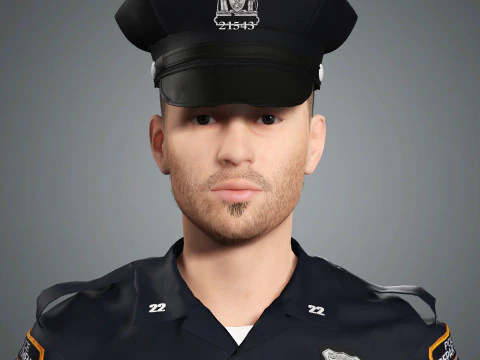 Male Police Officer Character Ready for Game and Animation 3D Model