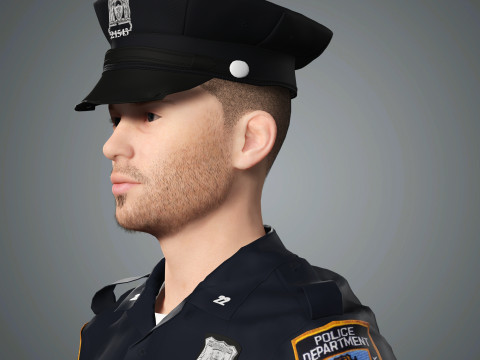 Male Police Officer Character Ready for Game and Animation Model 3D