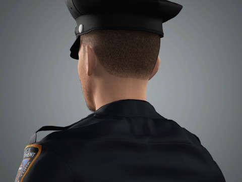 Male Police Officer Character Ready for Game and Animation Model 3D