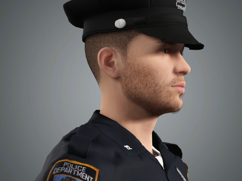Male Police Officer Character Ready for Game and Animation Model 3D