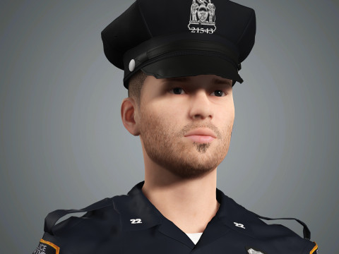 Male Police Officer Character Ready for Game and Animation Model 3D