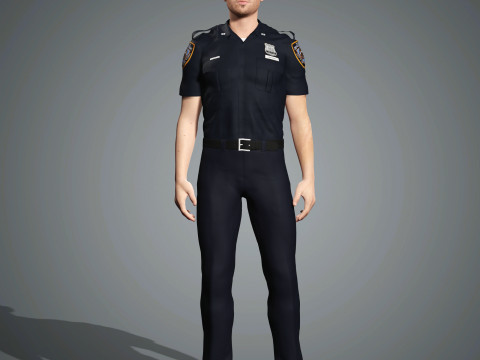 Male Police Officer Character Ready for Game and Animation Model 3D