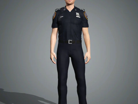 Male Police Officer Character Ready for Game and Animation 3D Model