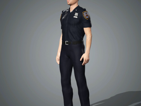 Male Police Officer Character Ready for Game and Animation Model 3D