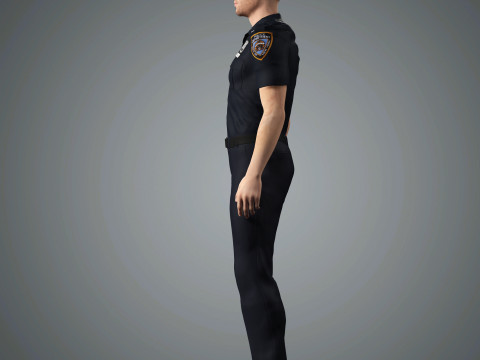 Male Police Officer Character Ready for Game and Animation Model 3D