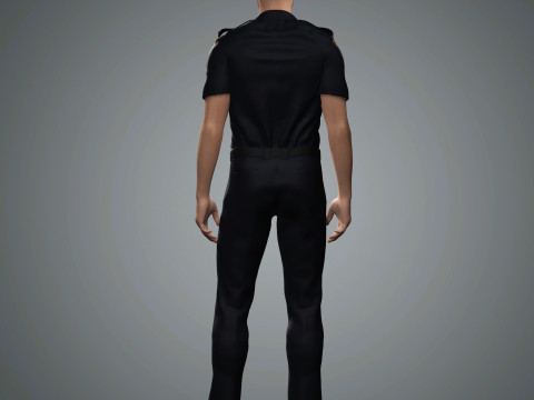 Male Police Officer Character Ready for Game and Animation Model 3D
